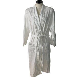 Victorias Secret Vintage Womens Robe Size M White Embossed Crochet Lace Trim